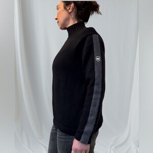 Victorinox 100% Wool Black Sweater with Gray Stripe